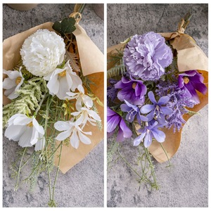 Bouquet de fleurs artificielles Muyue Lulian, violet et blanc, en tissu tissé plastique, décoration de mariage et de maison CF01391 - Product Image 3