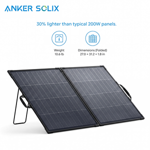 Chargeur solaire portable ultra-léger 11 lb Anker SOLIX PS200 Panneau bifacial 200W pliable IP68 résistant à l'eau pour le camping - Product Image 1