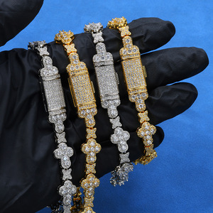 Authentic Gold Dipped 10mm Astral Cross Moissanite <b>Bracelets</b> Fully Jeweled S925 Silver Hip Hop Custom Jewelry Wholesalers B2B - Product Image 4