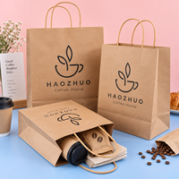 Sac en papier kraft recyclable personnalisé avec impression de logo, écologique, pour emballage alimentaire, café, gâteaux et plats à emporter