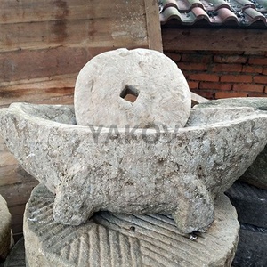 Rouleau de meunerie antique en <span class=keywords><strong>pierre</strong></span> de forme de pièce de monnaie chinoise ancienne récupérée - Product Image 3