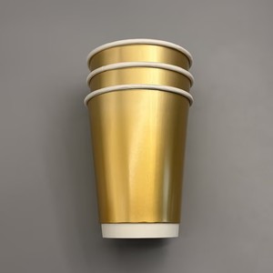 Gobelets en papier jetables de luxe à surface dorée, revêtement PE de qualité alimentaire, pour boissons chaudes et froides - Product Image 6