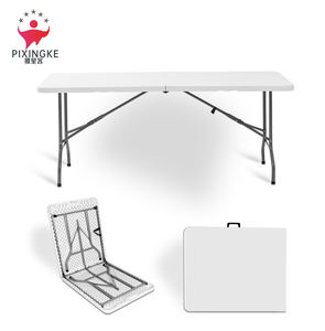 Mesas Portáteis Dobráveis para Eventos ao Ar Livre, Mesas e Cadeiras de Plástico Brancas de 6 pés - Product Image 1