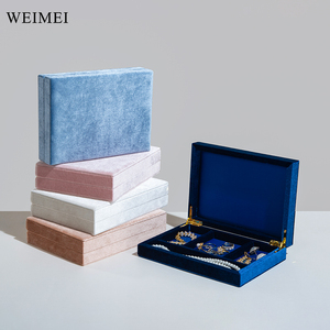 WEIMEI Fashion Blue Flannel Velvet Jewel Organizer Packing Watch <b>Earring</b> Necklace Ring Jewelry <b>Box</b> - Product Image 4