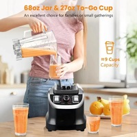 Blender met plastic knop, 1000W, functie voor gemalen ijs, plastic container voor gebruik in keuken en hotel