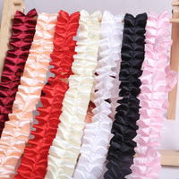 100% Polyester 5cm Satin décoratif plissé ruban Rosette ondulé dentelle fleur ruban pour bricolage gâteau boîte Lotus feuille conception