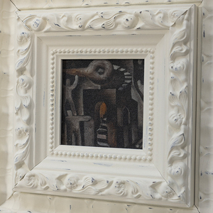 Dipinto Murale in Stile Francese di Piccole Dimensioni, Bianco Crema, Dipinto a Mano, Cornice in <span class=keywords><strong>Legno</strong></span> Antico <span class=keywords><strong>per</strong></span> Progetti d'Interni - Product Image 4