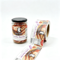 Étiquettes en vinyle imperméables en rouleau de forme personnalisée, imprimées en CMYK et Pantone, autocollantes pour emballages alimentaires en bocaux en verre