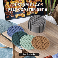 Sous-verres en silicone noir modernes, écologiques, imprimés sur mesure, absorbants et doux, lot de 6 pour la décoration de table, de bureau et de la maison