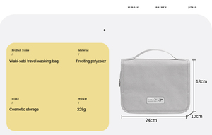Bolsa de Aseo Estilo Wabi Sabi, Bolsa de Viaje de Poliéster Esmerilado y Brillante, Bolsa de Maquillaje de Gran Capacidad y Alta Gama - Product Image 6
