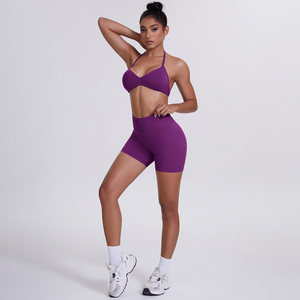 Nuovo Arrivo: Set Yoga 2 Pezzi all'Ingrosso, Leggero ed Elastico, <span class=keywords><strong>Reggiseno</strong></span> <span class=keywords><strong>Sportivo</strong></span> e Pantaloncini da Allenamento <span class=keywords><strong>Taglie</strong></span> Forti per Donne - Product Image 5