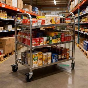 Voedselwagen, dienstwagen met zwenkwielen, keukenwagen van roestvrij staal, hotelrestaurant - Product Image 2