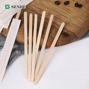 Venta al por mayor desechable biodegradable miel revolver agitadores de bebidas de madera envuelto en papel individual ecológico almacenado - Product Image 1