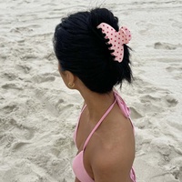Pince à cheveux en acétate à pois pastel, moyenne, courbée, style requin, mignonne et simple, pour tous les jours et les fêtes, accessoires capillaires pour femmes