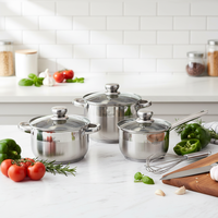 Ensemble de casseroles en acier inoxydable minimaliste et écologique OEM, acier chirurgical classique 304, casseroles et poêles de cuisine, couvercle en verre, cuisine à domicile