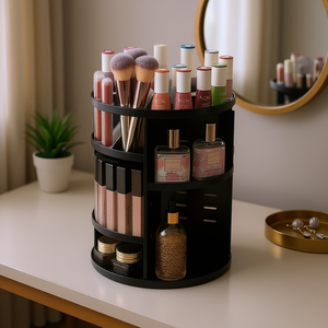 Myrva Rotating Cosmetic Organizer Plastic 10-20 L Modern Makeup <b>Storage</b> <b>Container</b> - Product Image 2