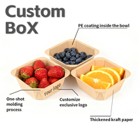 Kraftpapier productenmand met aangepast logo, geventileerd, hitteverzegelbaar, transparant deksel, fruit- en groentebak, food grade, bulkbestelling