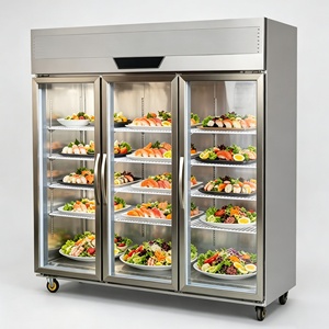 Réfrigérateur de présentation de sushis à trois portes de style moderne, table de préparation de salades réfrigérée grande capacité pour usage en restaurant - Product Image 1