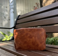Trousse de toilette marron clair pour homme, trousse à cosmétiques pour femme avec fermeture éclair, cadeau fête des pères, lot de 25 pièces, entrepôt GA