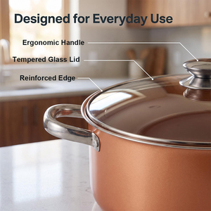 OEM ODM Custom Carbon Steel Non-Stick Cookware <strong>Set</strong> with Glass Lid <strong>Induction</strong> Compatible Soup <strong>Pot</strong> - Product Image 5