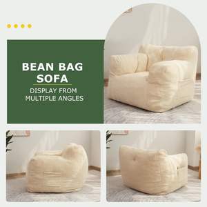 Reposabrazos ortopédico de espuma viscoelástica para trituración cuadrada, gran respaldo alto, tela de lana de cordero, bolsa de frijol <span class=keywords><strong>gigante</strong></span>, sofá, silla de PUF de marca moderna - Product Image 3