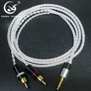 Câble audio auxiliaire 8 cœurs plaqué argent <span class=keywords><strong>HIFI</strong></span>, diamètre 3,8 mm, 4,4 mm vers 2 RCA, extension DIY/OEM personnalisable, câble audio et vidéo - Product Image 2
