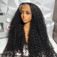Wig Rambut Manusia Virgin 360 Kinky Curly 100% Rambut Virgin HD untuk Lace Glueless Double Drawn Baby Hair Panjang