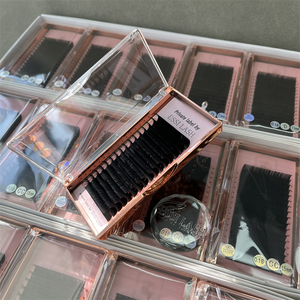 थोक निजी लेबल पलक एक्सटेंशन 8-25 मिमी रेशम निजी लेबल पूर्वनिर्मित प्रशंसक पलक लैश ट्रे मैट ब्लैक ड कर्ल - Product Image 1