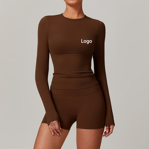 Offre Spéciale femmes sport quatre voies-Stretch Yoga brossé Slim Fit haut soutien Pilates haute qualité à manches longues haut court femmes - Product Image 1