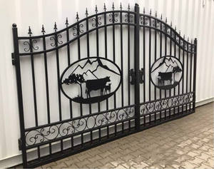 Porte d'allée de 20 pieds en métal moderne personnalisé/conceptions de porte dans le village porte d'entrée en fer forgé - Product Image 3