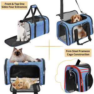 Portable Pet Carrier Bag Soft Sided Collapsible Travel Puppy Carrier Folding Travel <b>Crate</b> Kennel for Cats Dogs - Product Image 4