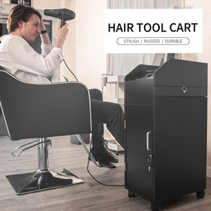 Carrello da barbiere nero con serratura per mobili economici all'ingrosso con ruote carrello per parrucchiere di bellezza - Product Image 3