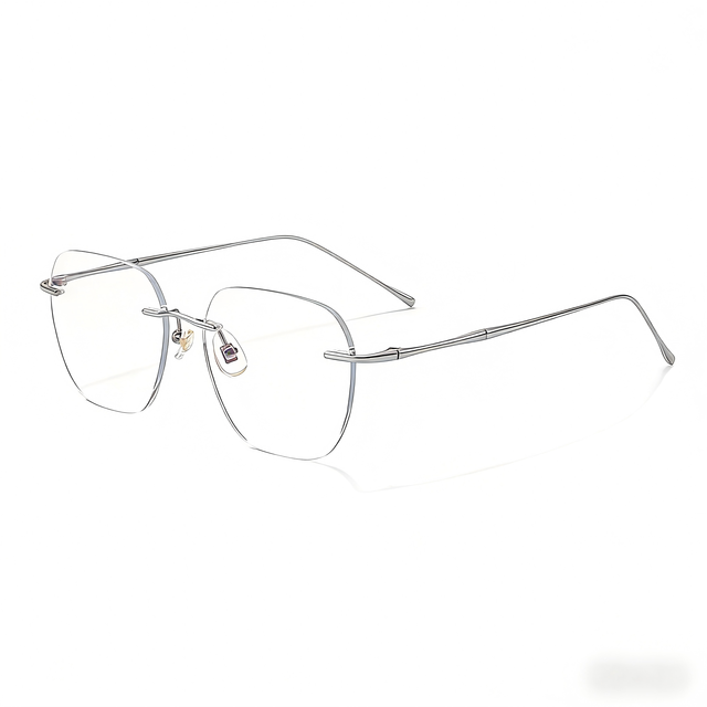 High-End Rimless Pure Titanium Square Lightweight Medical Grade Anti-Allergy Minimalist Eyeglasses Frames Custom Prescription