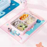 Sets de table en silicone antidérapants sans BPA pour enfants et tout-petits Tapis de table réutilisables et assiette pour aliments pour bébés à utiliser au restaurant