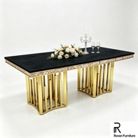 Table rectangulaire en acier inoxydable à prix avantageux pour événements de mariage, banquets d'hôtel et repas