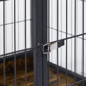 กรงสุนัข DB Furniture สีน้ำตาล Rustic ขนาด 31.5 นิ้ว กว้าง x 22 นิ้ว ลึก x 25 นิ้ว สูง พร้อมประตูคู่ ยกฝาได้ มีล้อ ดีไซน์เป็นโต๊ะข้าง - Product Image 4