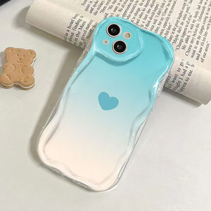 Blu <span class=keywords><strong>bianco</strong></span> amore <span class=keywords><strong>cuore</strong></span> stampa gelato bordo onda Silicone TPU custodia per telefono cellulare per <span class=keywords><strong>Iphone</strong></span> X Xr Xs Max 11 12 13 14 15 16 17 - Product Image 1