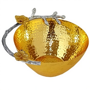 La mayoría de las tendencias Tazón de decoración de mesa Oro y aluminio para uso en decoración del hogar Decoración DE MESA DE ALUMINIO Tazón chapado en oro - Product Image 2