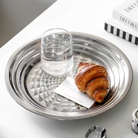 Assiette de service ronde en acier inoxydable 304, empilable, en métal argenté, pour mariage, banquet, buffet - Vente en gros