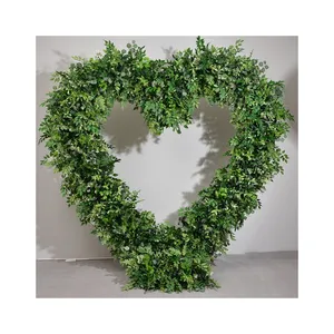 E- Spring户外婚礼心形背景花卉装饰人造塑料植物绿花拱门花架
