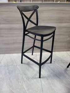 Good Quality <b>Cheap</b> Price Bistro Cafe Vintage Style X Cross Back PP Plastic Stackable Restaurant High Bar <b>Chair</b> - Product Image 5