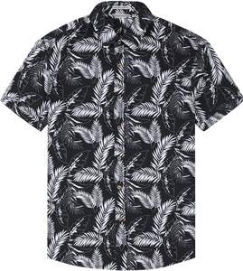 Novedades Camisa informal con estampado de moda de verano para hombre Top transpirable con cuello vuelto con estampado blanco y negro - Product Image 6