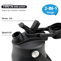 Bouteille d'eau isotherme OEM 32oz avec couvercle à bec verseur et paille, en acier inoxydable, gourde de voyage sous vide pour la gym, le sport et la pêche