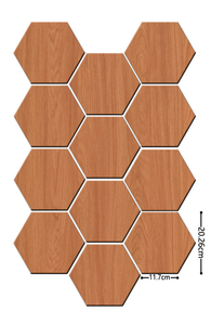 Autocollant mural hexagonal en <span class=keywords><strong>bois</strong></span> grainé SXP, auto-adhésif, imperméable, carrelage mural décoratif, revêtement mural DIY - Product Image 2