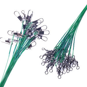 Vente en gros TP003 15cm 20cm 25cm 20 pcs/set Anti-morsure Nylon Enduit Acier Inoxydable <span class=keywords><strong>Ligne</strong></span> <span class=keywords><strong>de</strong></span> Pêche Leaders avec Pivot et Snap - Product Image 4