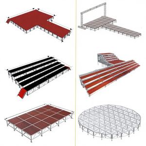 Scène <span class=keywords><strong>de</strong></span> scène portable Chaoda avec cadre en alliage d'aluminium, hauteur réglable, charge lourde et conception durable - Options rouge/noir - Product Image 6