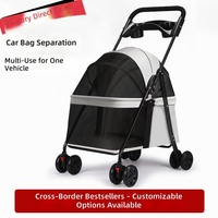 Poussette pliable pour animaux de compagnie, pour petits chiens et chats, transporteur de voyage léger avec maille respirante, portable pour l'extérieur