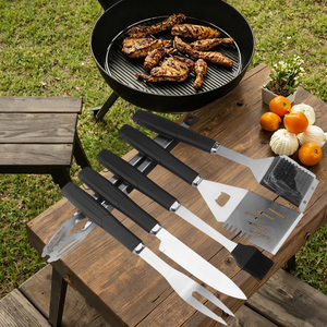 BS-3127 thép không gỉ nhiệm vụ nặng nề BBQ nướng đặt 6 miếng cắm trại ngoài trời dài an toàn công cụ - Product Image 1