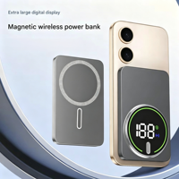 Batterie externe magnétique ultra-fine 5000 mAh 10000 mAh, chargeur magnétique sans fil 15 W, charge rapide PD20W, batterie externe mince