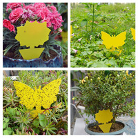 Planche à insectes 13 cm en forme de papillon Double motif de fleur jaune Planche à insectes spéciale imperméable jaune collante